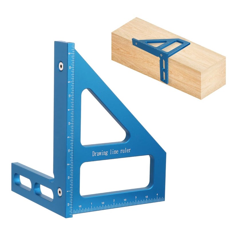 KETIPED 6" Imperial 3D Multi-Angle Measuring Ruler,45/90 Degree Aluminum Alloy Woodworking Square Protractor,Drawing Line,Miter Triangle Ruler High Precision Layout Measuring Tool for Woodworking - Image 1